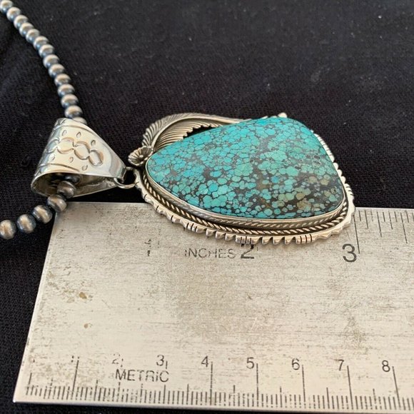 Men's Navajo Turquoise Necklace Pendant Length 20 - Picture 11 of 12